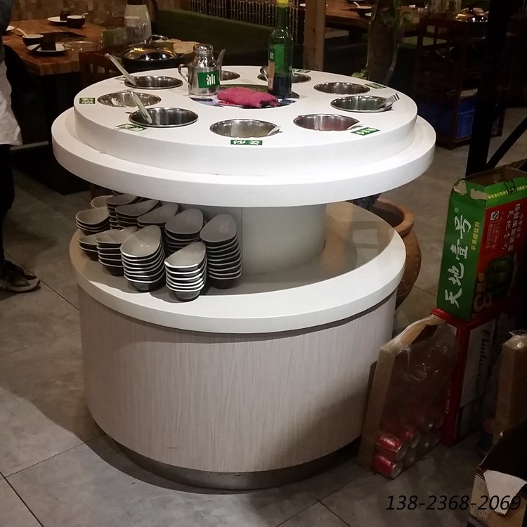 火鍋醬料臺(tái)，圓形調(diào)料臺(tái)，大理石醬料臺(tái)
