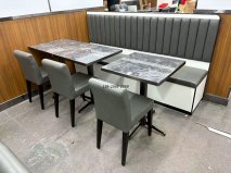 <b>香港喜運來點心專門店巖板餐桌卡座沙發(fā)鐵餐椅</b>